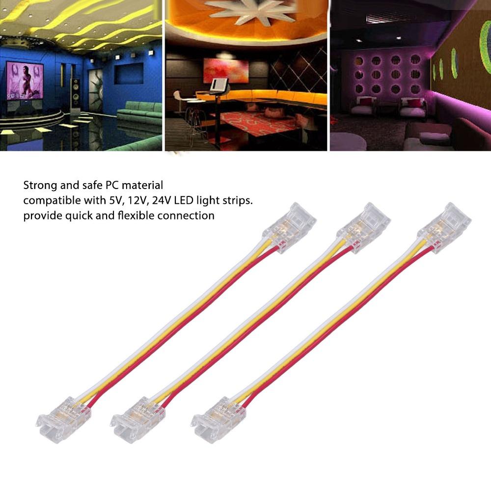 10pcs 3Pin LED Light Strip Connectors 8mm/10mm LED Tape Light Connector For Party