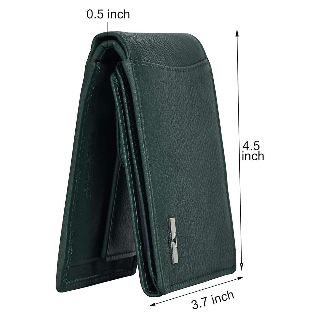 Oliver Green Leather Wallet for Men - Packed In Premium Wooden Box for Festive Gifting