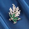 Бриллиантовая эмаль глазурь жемчуг зеленый лист брошь брошь жемчужная булавка жакет аксессуары