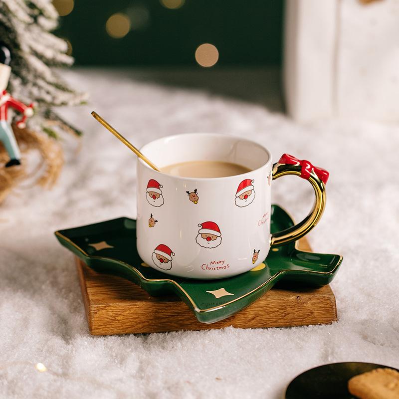 High-looking Christmas Gifts Ceramic Exquisite Coffee Cup with Spoon Girl Creative Cartoon Ins Cute