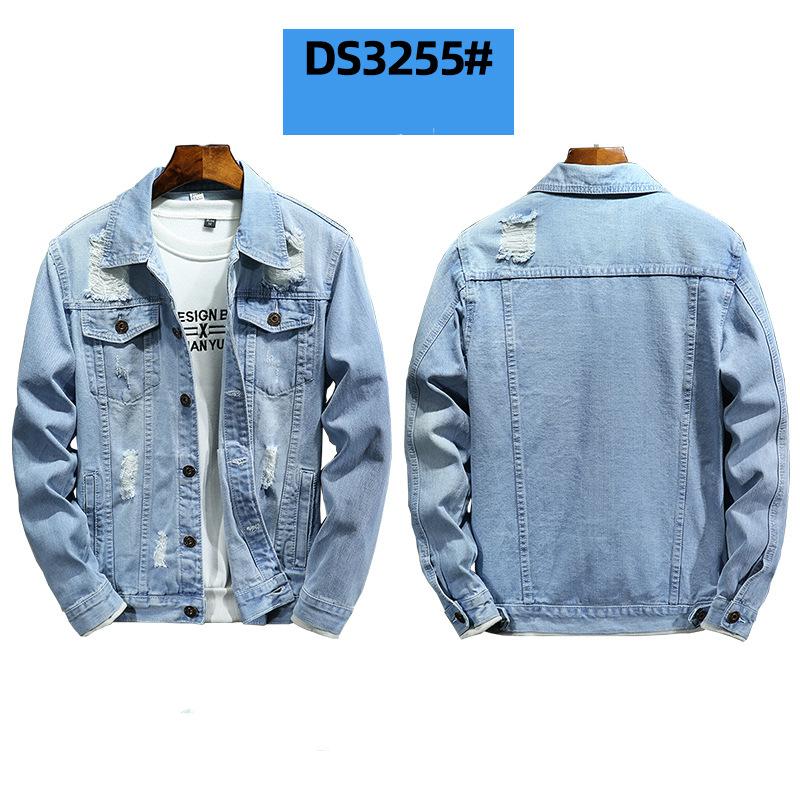 Men's Ripped Jacket Windproof Jacket Washed Denim Jacket Plus Size Denim Jacket