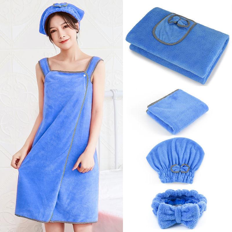 Банные полотенца можно использовать для впитывания воды и предотвращения выпадения волос.. Взрослые домашние купальные халаты из кораллового флиса плюс хлопковые мягкие полотенца