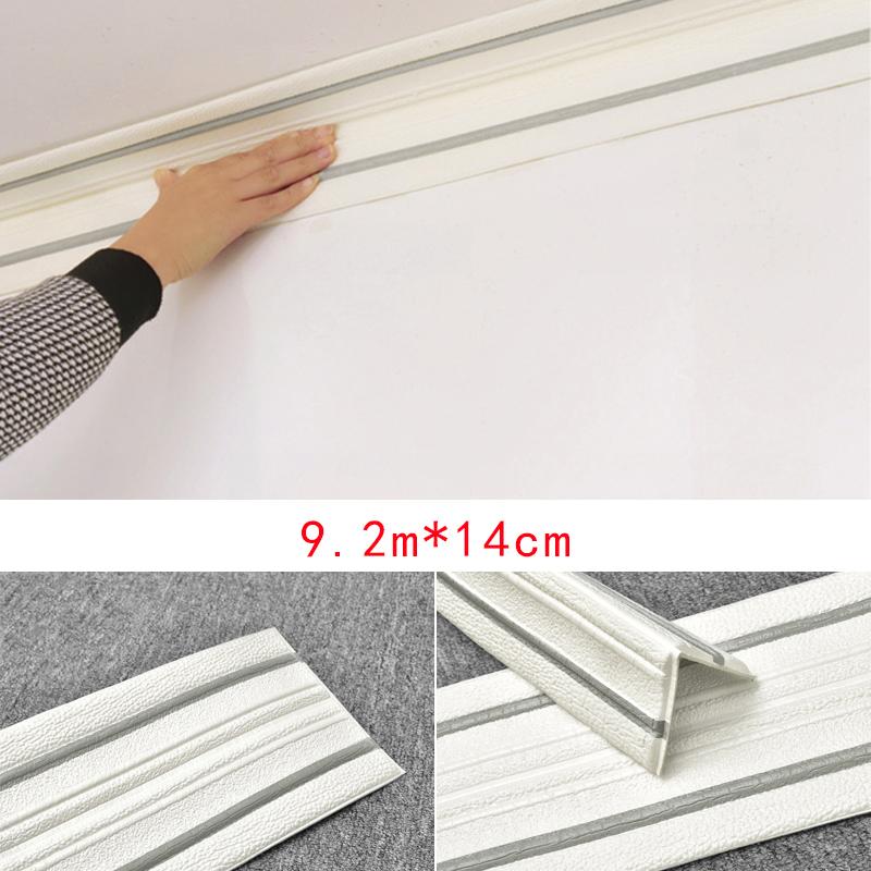 9M 3D Foam Wall Edge Strip Stickers Self-adhesive Corner Waist Line Background Wall Sticker Waterproof Decor Trim Line Skirting