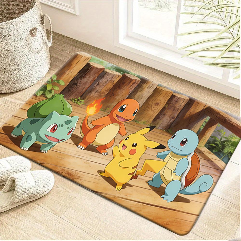 Cute Snorlax Sleeping with Teddy Bears & Star Lights Print Doormat Non-Slip Absorbent Floor Mat for Indoor Entrance