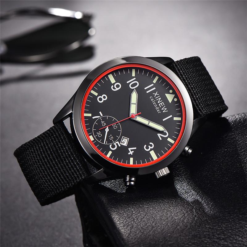 XINEW Cheap Brand Watches For Men Students Fashion Simple Leather Band Army Sports Date Quartz Watch Relogios Masculinos