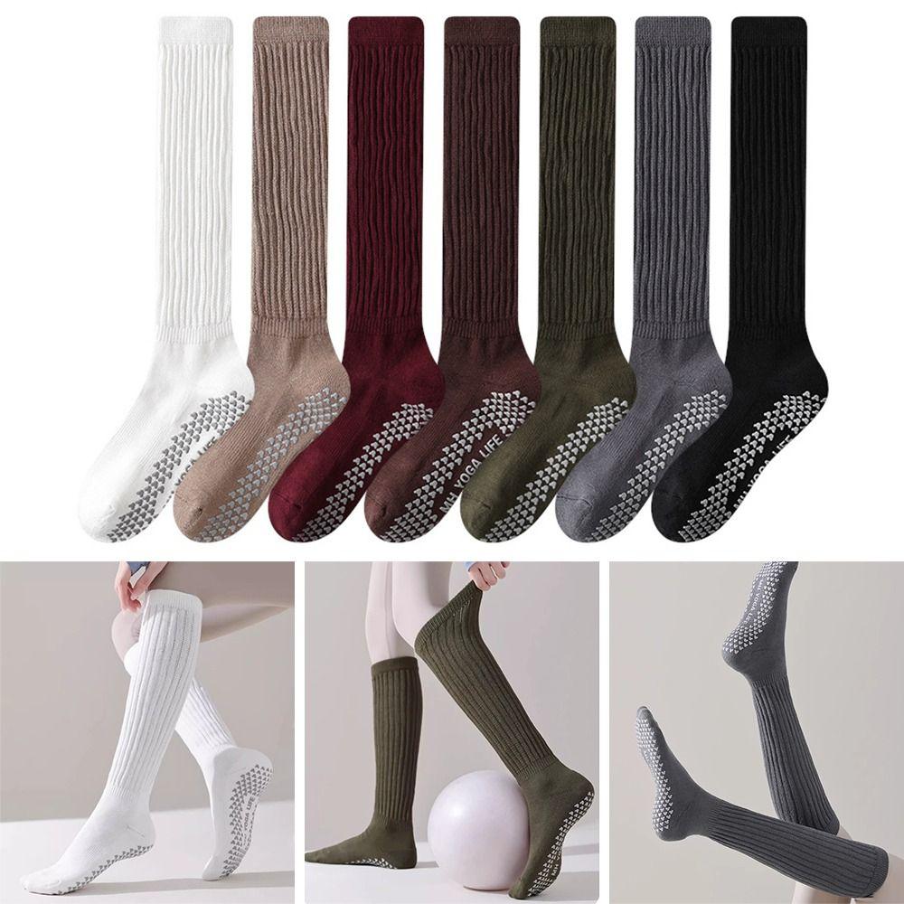 Warm Yoga Socks Cotton Floor Socks Trendy Long Tube Socks for Women