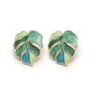 Gold Leaf Stud Earrings for Women and Girls | Cute Indo-western Earrings In Green Color | Push Closure | Trendy Earrings | Modern Ear Tops