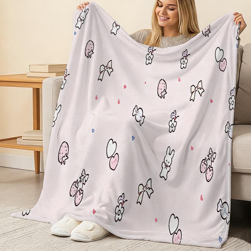 Lightweight Soft Cartoon Flannel Throw Blanket – Warm Cozy Blanket for Home, Bay Window Decor, Christmas & Halloween
