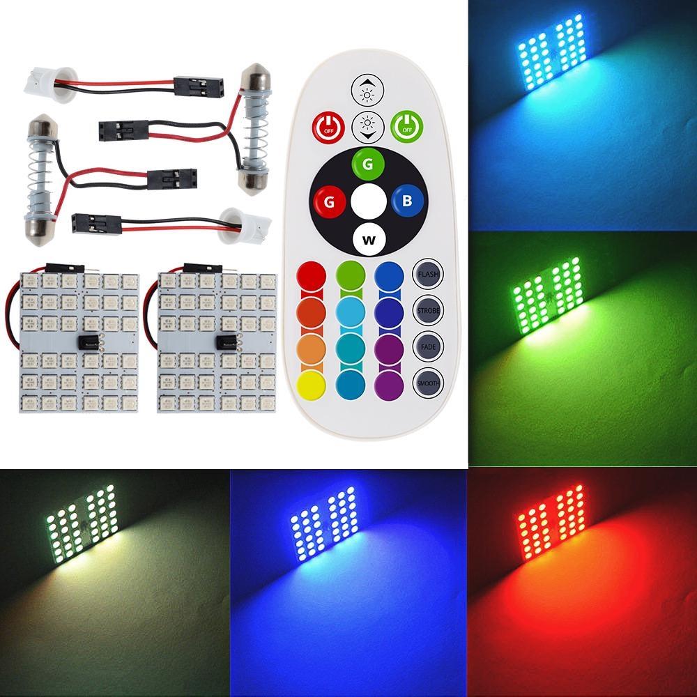 T10 RGB 12Led 15Led 24Led 36Led Автомобильный светодиодный пульт дистанционного управления RGB Автомобильный светодиодный светильник Панель для салона автомобиля Светильники для чтения Купол гирлянда BA9S Адаптер DC 12 В Свет