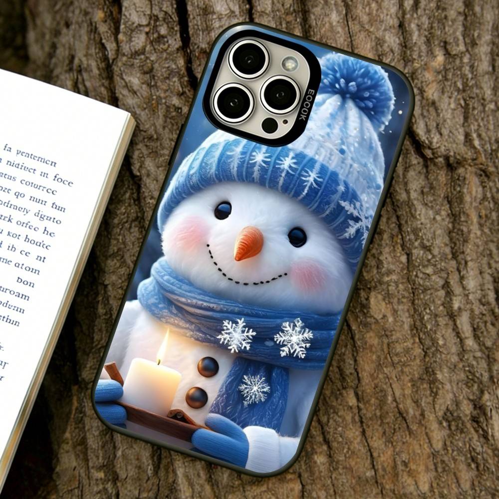 Cute snowman Phone Case For iPhone 17,16,15,14,13,12,11 Plus,Pro Max,XS,Colorful Silver Black Cover