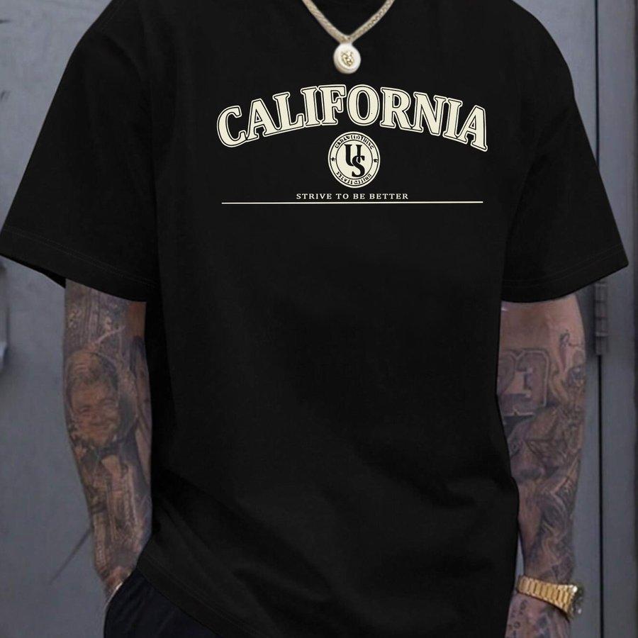Unisexs New Fashionable Individual California Letter Print Casual Short Sleeve Summer Cool Fashionable And Versatile Comfortable