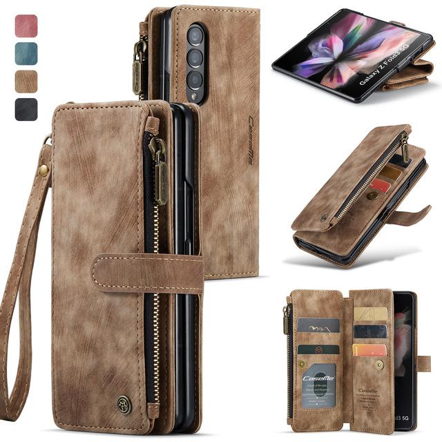 Wallet Function Leather Folding Phone Bag Case For Samsung Galaxy Z Fold 4 Fold4 Fold 3 5g Fold3 S23 S22 Ultra S21 Plus S20 Fe