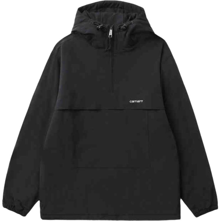 Carhartt WIP Водонепроницаемая куртка с капюшоном и длинным рукавом, с вышитым логотипом, мужская, черная CHXJKI030820N-BKA