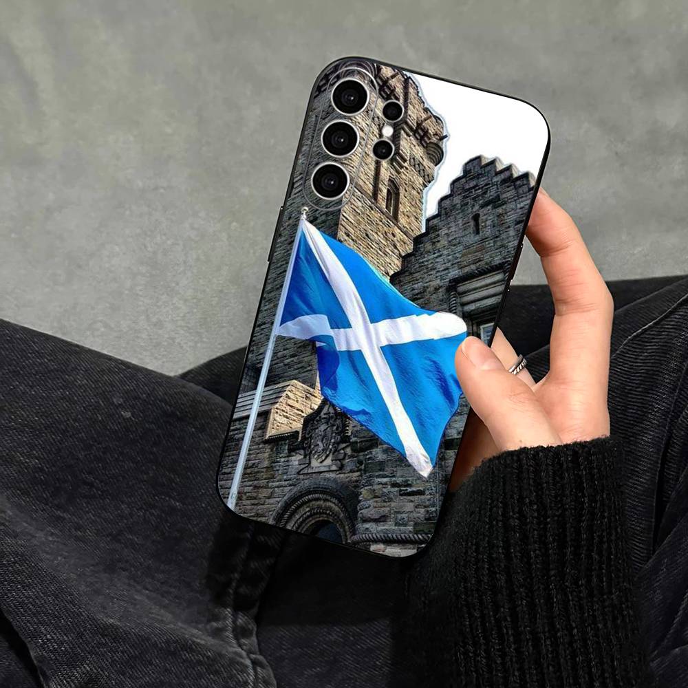 Чехол для телефона Шотландия Шотландский флаг для Samsung S25, S24, S21, S22, S23, S30, Ultra, S20, Plus, Fe, Note, 10, 9, 5G Черный
