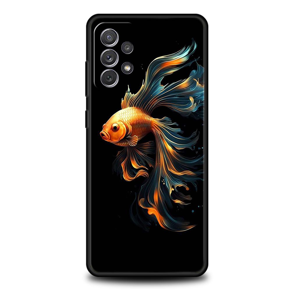Милый Чехол для Телефона с Рыбкой для Samsung Galaxy A15 A14 A25 A54 A34 A51 A71 A73 A32 A52 A52S A11 A21S A31 A41 5G Мягкий Чехол Capas Сумки