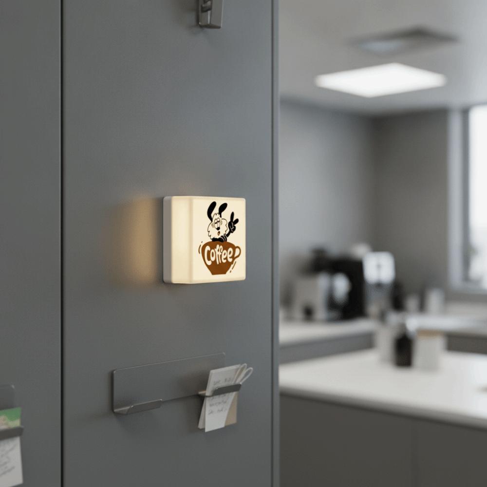 Touch-sensitive Lighted Fridge Magnet Adjustable Light Brightness Coffee Light Box Sticker Gift