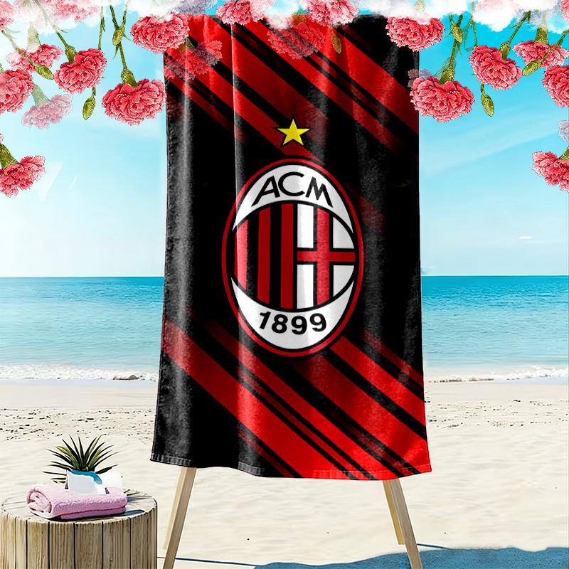 AC Milan Print Beach Towel, Large Soft Quick Dry Towel for Beach Camping Swimming
