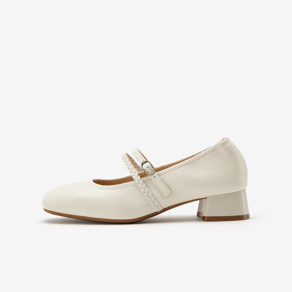 Bata Mary Jane Women's 2026 Spring Comfortable Coarse Heel Soft soled Sheepskin Shallow Mouth Single Shoe