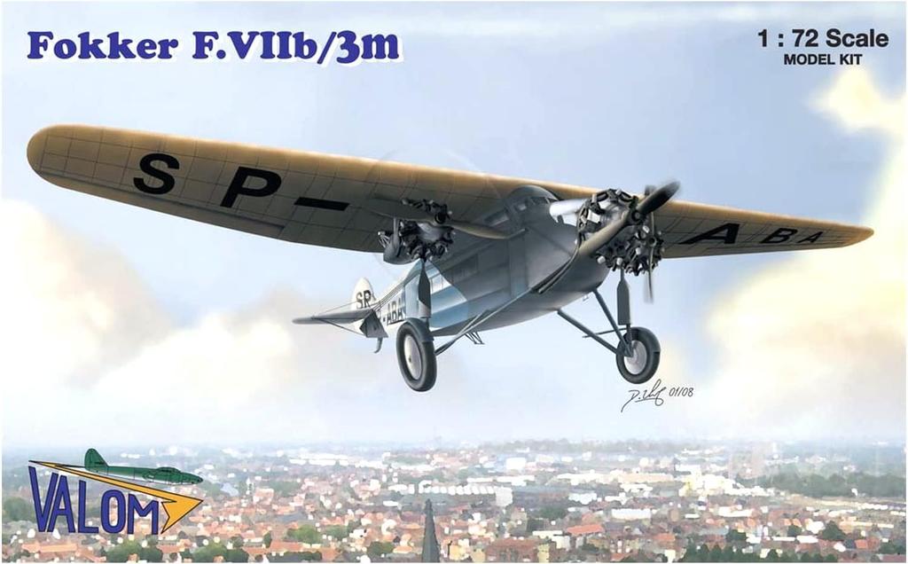 VALOM Fokker Passenger Plane Polish Airlines Plastic Model Kit CV72037 1/72 F.7b/3M Three-Engine