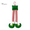 Decorative Props for Christmas Gift Exchange Elf Leg Hanging Ornaments, Red Green Striped Fabric Decorations Lightweight Holiday Tree Fireplace