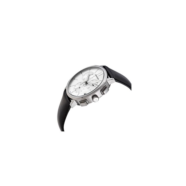 Calvin Klein Часы Posh Series с кварцевым механизмом, кожаный ремешок 40 мм, серебристый циферблат, мужские часы K8Q371C6