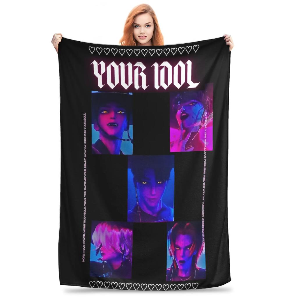 KPop Demon Hunters Huntrix Blankets Flannel Autumn/Winter Portable Soft Throw Blankets for Bedding Couch Bedspreads