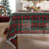Christmas Tablecloth Green Plaid Snowflake Cotton Linen Rectangular Table Cover New Year Gifts Dining Living Room Table Decor
