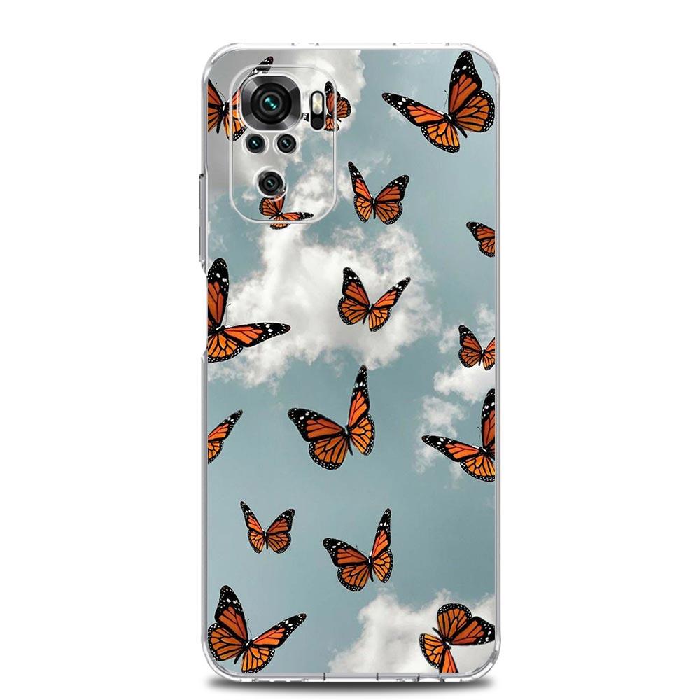 butterfly Soft Phone Case For Xiaomi Redmi Note 12 11 9S 9 8 10 Pro Plus 7 8T 9C 9A 8A K40 Gaming Silicone Clear Cover Coque