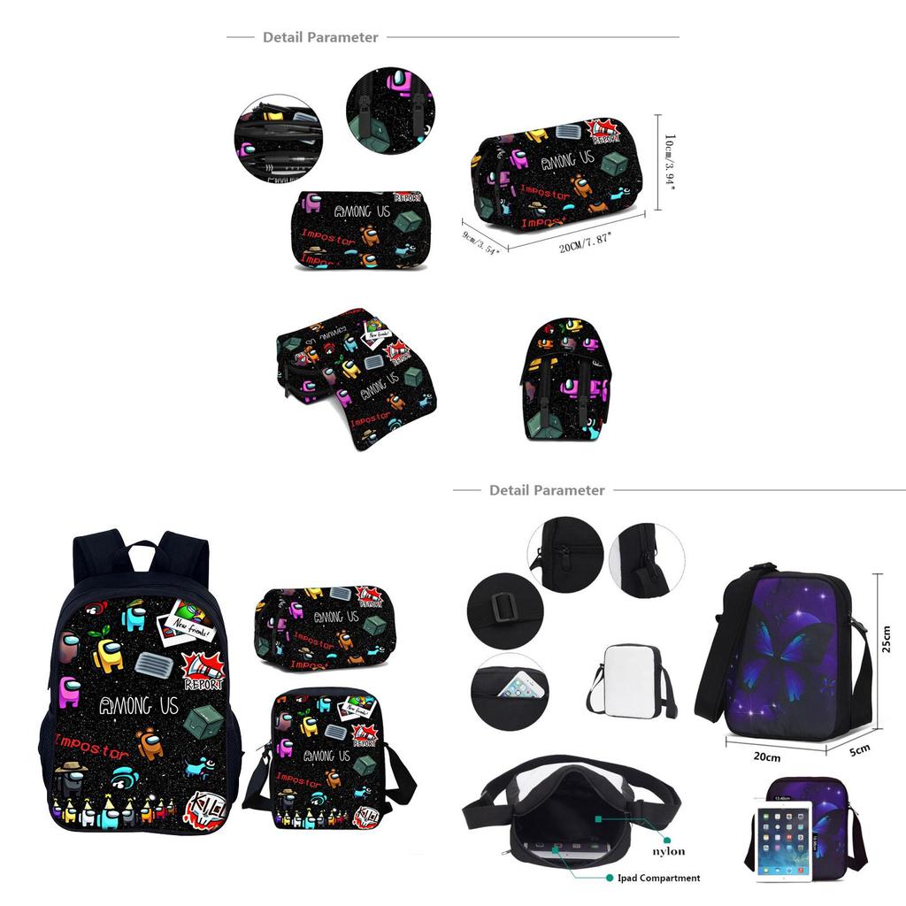 Among Us Book Bag Set With Nylon Material For School And Daily Use