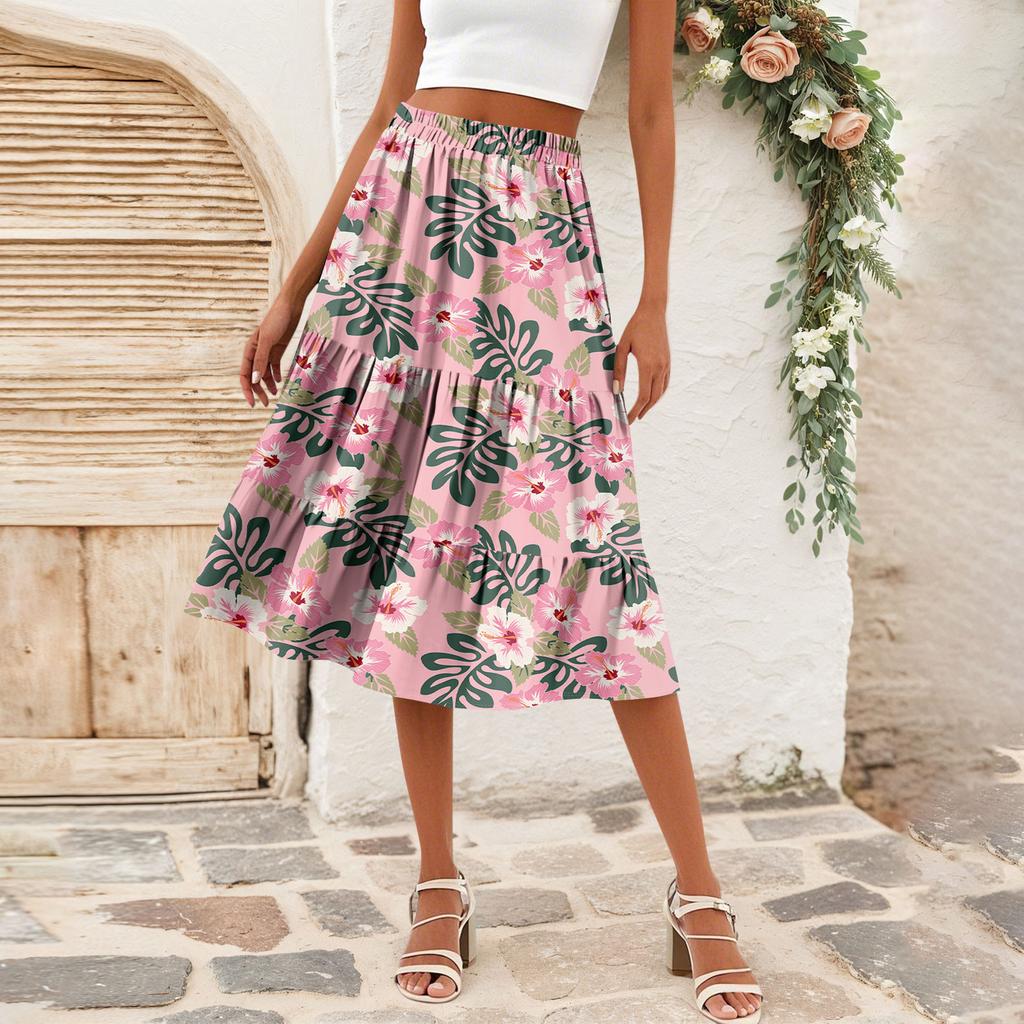 Женская повседневная юбка А-силуэта с высокой талией, юбка в полоску с принтом в горошек и карманами