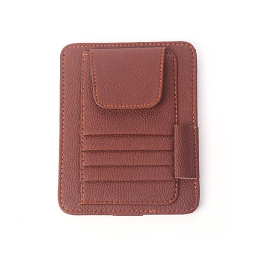 Солнцезащитный козырек Многофункциональный автомобильный держатель для карточек из искусственной кожи, органайзер для ручек для хранения очков, автомобильная подвесная сумка Aut