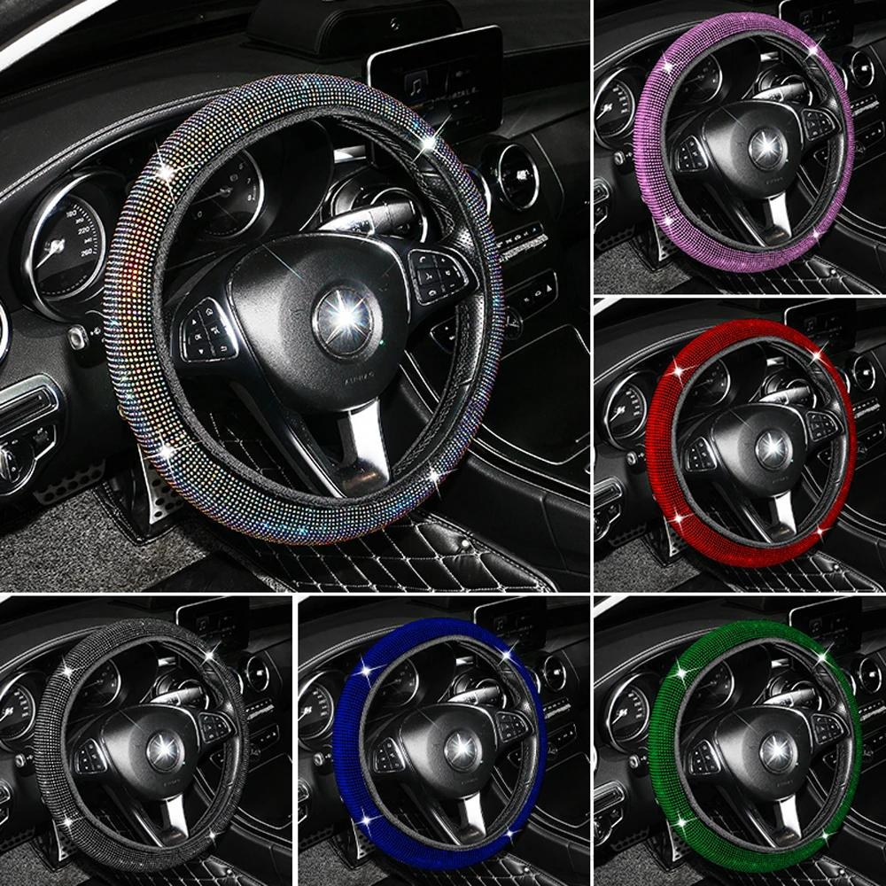 Universal Glitter Diamond Crystal Car Steering Wheel Cover Auto Decoration Auto Styling Car Bling Accessories Interior for Women