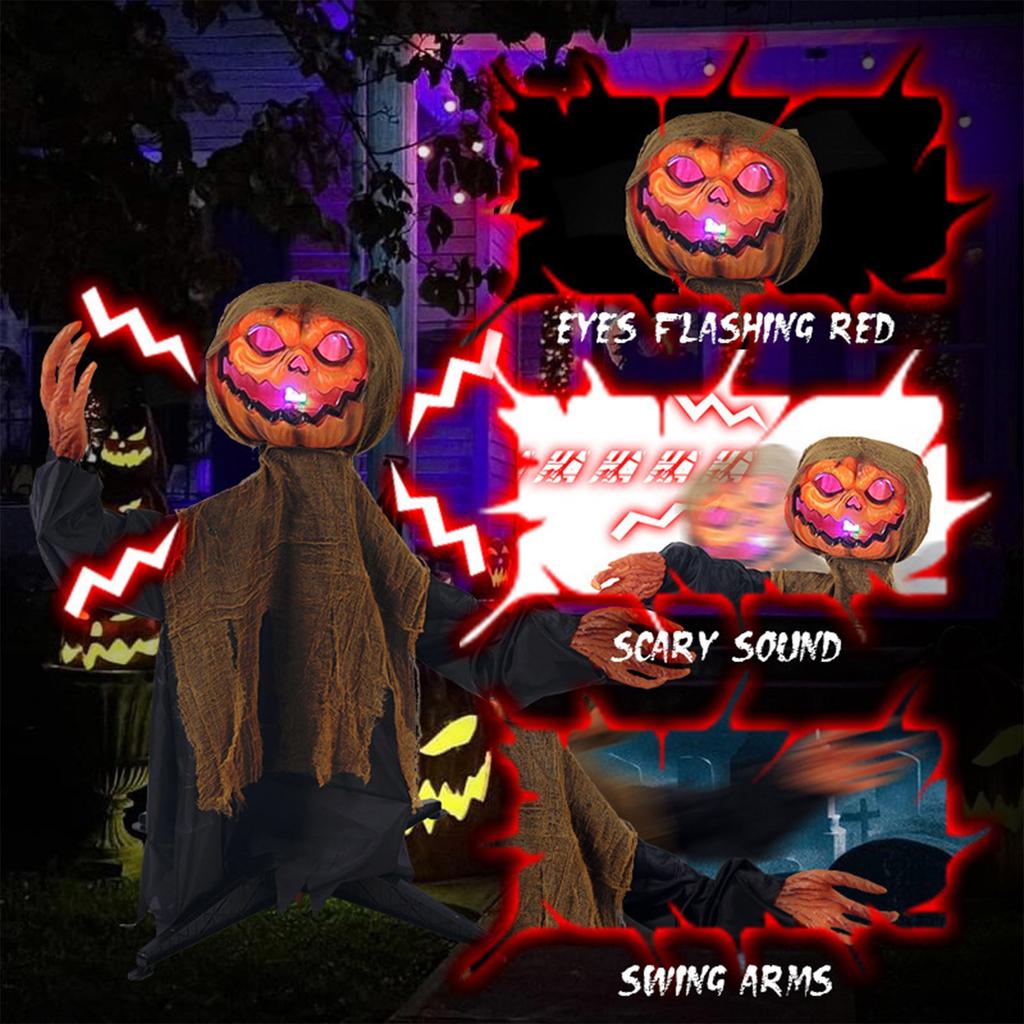 Halloween Standing Swing Pumpkin , Electric , Glowing And Sound-emitting, Terrifying Decorative Prop Garden