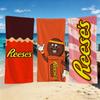 E-Reeses-ES Логотип Шоколадное Полотенце Для Кемпинга На Открытом Воздухе Пляжное Полотенце Супер Впитывающее Быстросохнущее Летнее Полотенце