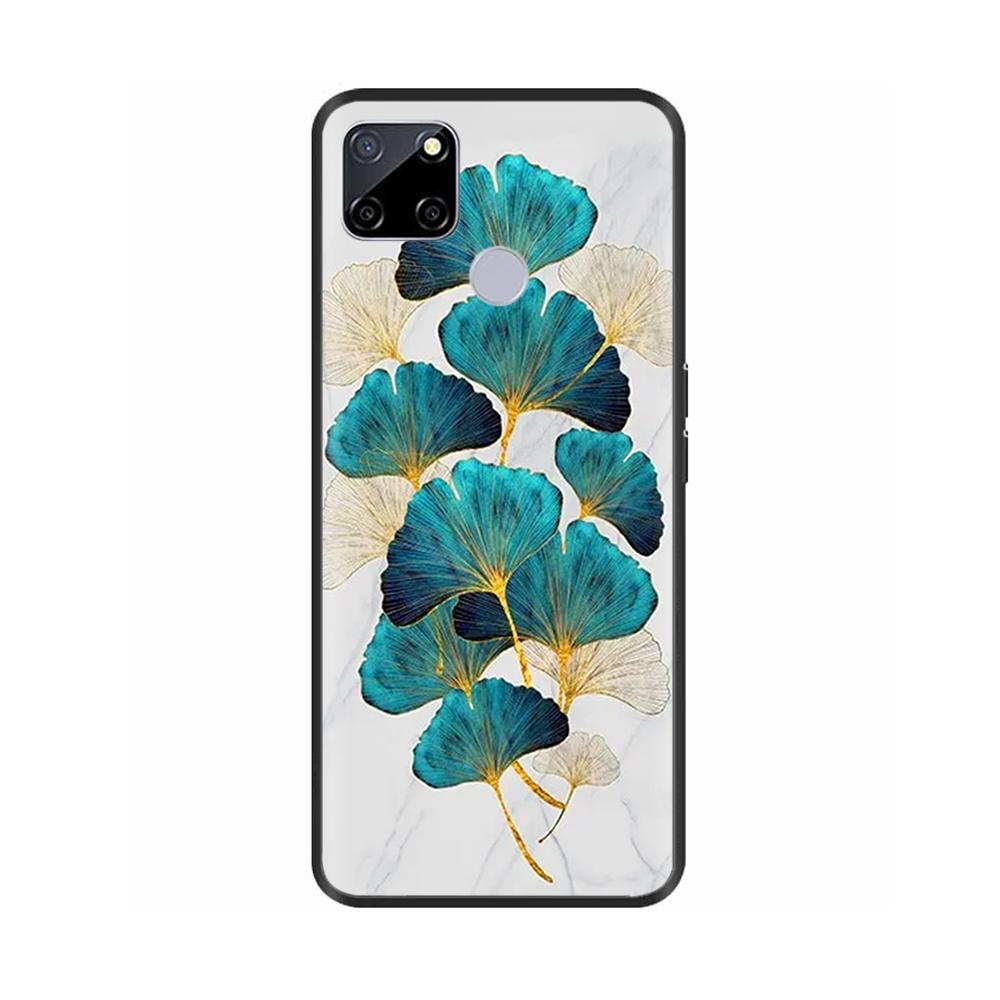 Чехол для Realme C25 C25s Мягкий Милый Чехол для OPPO Realme C25Y C21Y Силиконовый Черный ТПУ Чехол для Телефона Для OPPO Realme C21 Цветочный Чехол