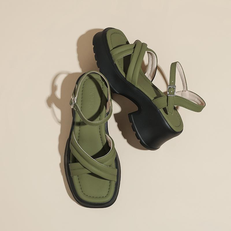 Босоножки на толстой подошве в сказочном стиле, женские летние новые, высококачественные, на мягкой подошве, на платформе, на толстом каблуке, с перекрестными ремешками, с застежкой-пряжкой на одном ремешке, женская обувь