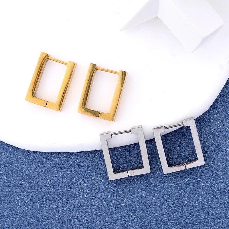 Модные геометрические серьги-кольца из нержавеющей стали с квадратными треугольниками, мужские и женские серьги-кольца из нержавеющей стали в стиле панк, хип-хоп, ювелирные изделия для пирсинга, подарки