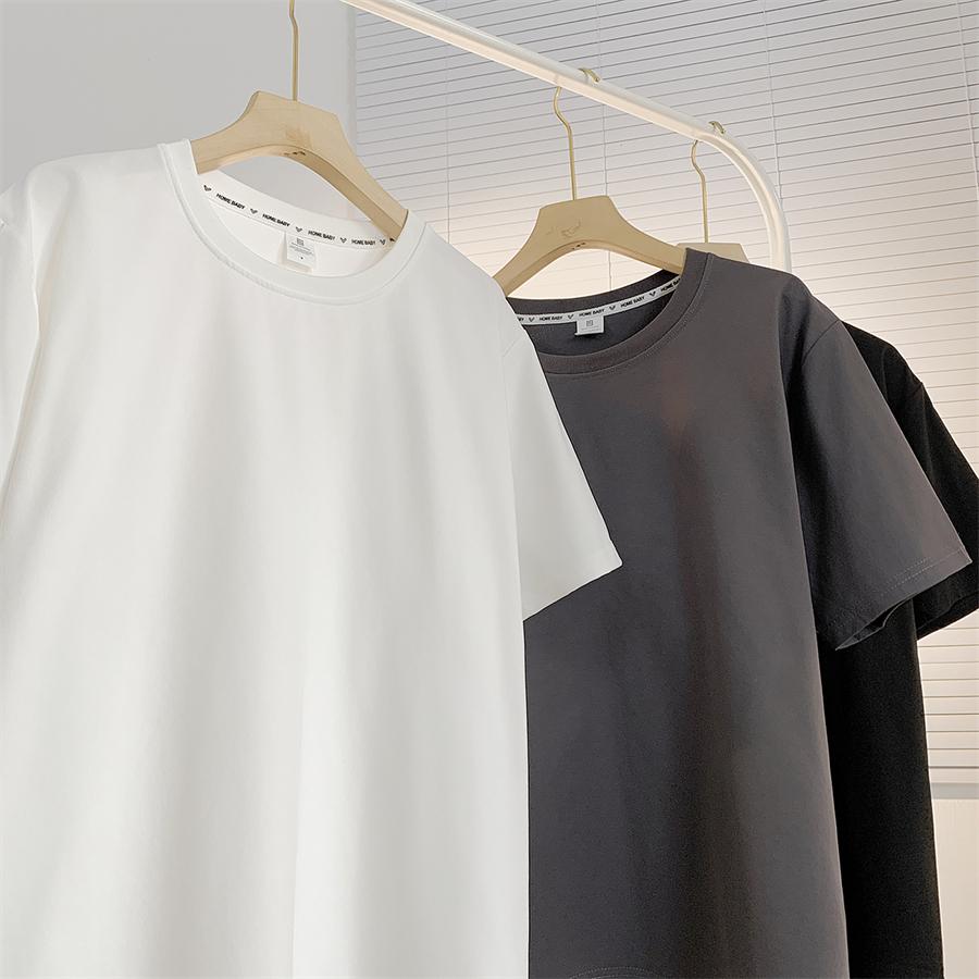 Летняя тонкая мужская футболка с круглым вырезом и коротким рукавом, в простом стиле INS Hong Kong, однотонная, свободная повседневная, с коротким рукавом, базовая рубашка.