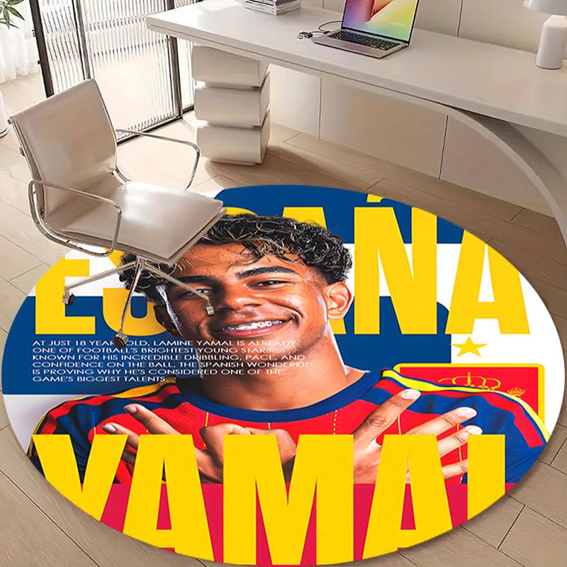 1pc Lamine Yamal Print Round Carpet Chair Round Carpet Suitable for Bedroom Living Room Home Decorative Carpet