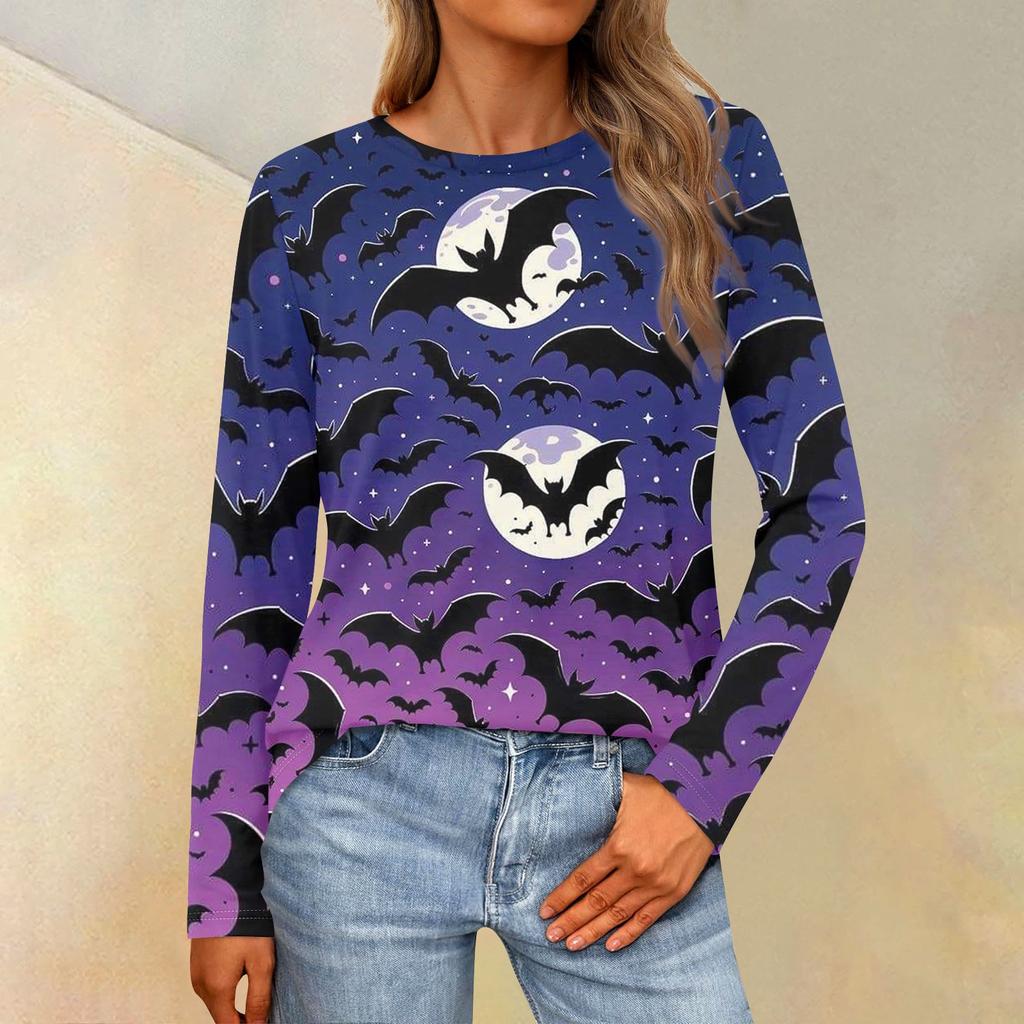 Women's Loose Casual Casual Long Sleeve Round Neck Collar Solid Color T-Shirt Top