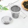 With Lid Stainless Steel Tea Strainer Folding Handle Spice Filter Hanging Tea Infuser  Loose Leaf