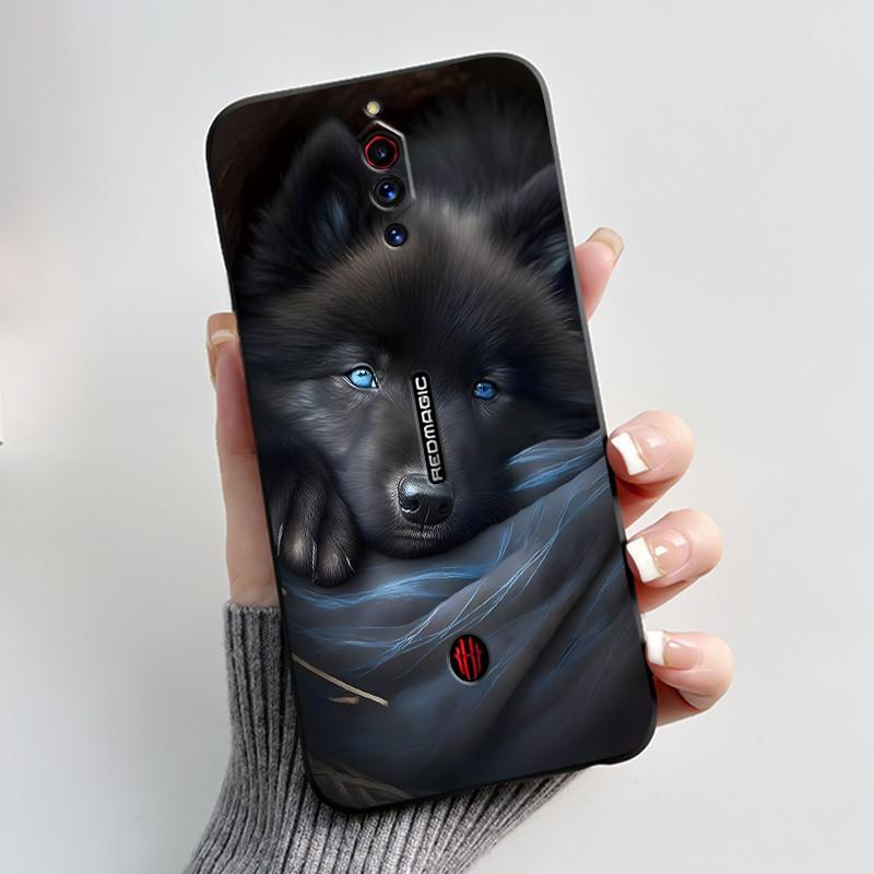 Case For ZTE Nubia Red Magic 5G 5S Cute Heart Rabbit Black Matte Soft Silicone Protective Back Cover RedMagic 5G 5S Phone Case