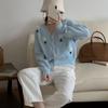 Короткий вязаный кардиган с v-образным вырезом и объемным цветком для женщин, весна 2023, корейский нежный свободный свитер, женский кардиган