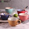 BORREY Ceramic Coffee Mug Cup Large Capacity Breakfast Milk Mug Chinese Porcelain Tea Cup Hand Painted Colorful Mugs Drinkware