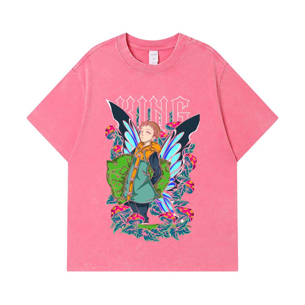 275 GSM Washed T-shirts 100% Cotton Seven Deadly Sins V6 King Print Unisex Heavy Cotton T Shirt