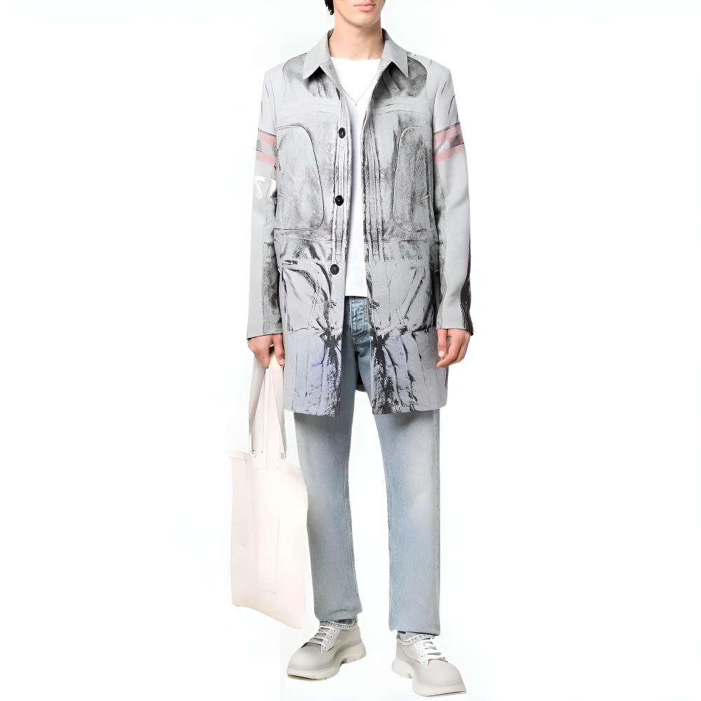 DIESEL Jackets Men's Gray Lapel Moderate Straight Fit A053670JFAQ9XX