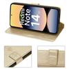 Coque pour Xiaomi Redmi Note 14 5G (pas pour 4G) Anti-Rayures Protection 360 Degré Effet Cuir Doré Motif Plante Papillon
