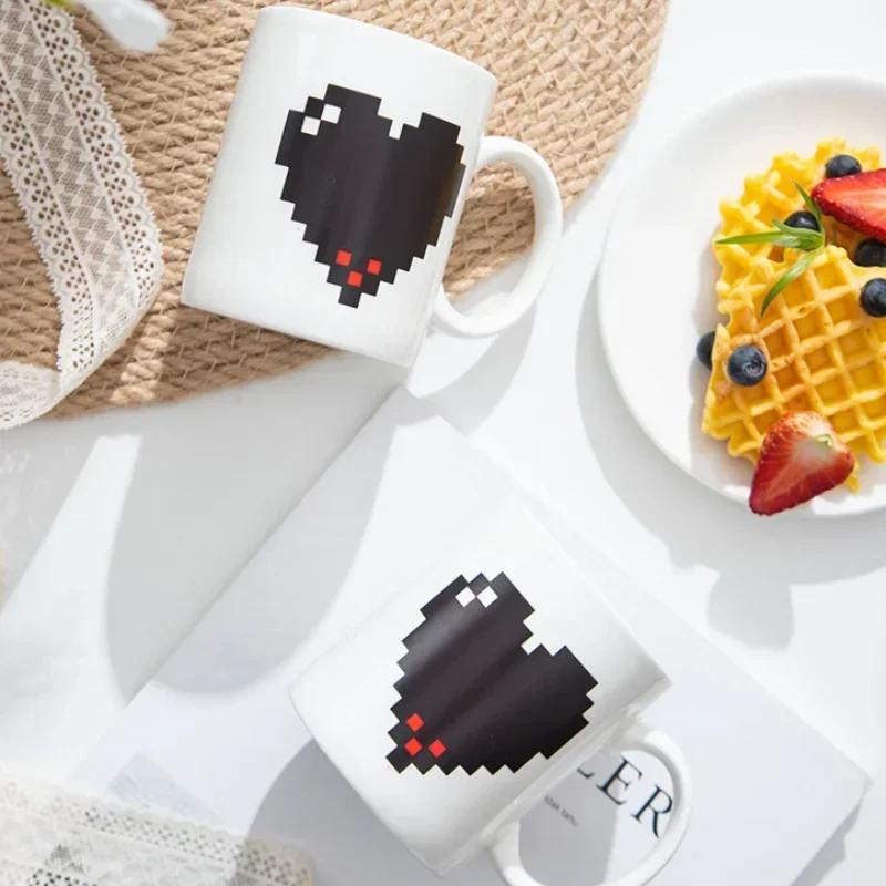 Термочувствительная керамическая кофейная чашка с рисунком в виде сердца, кружки с изменяющимся цветом, большой емкости, кружка для воды для влюбленных, подарки на День святого Валентина