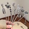 Elegant Women's Hairpin Antique Silver Butterfly Tassel Hair Stick Vintage Chinese Style Metal Jewelry Hair Accessories Hairpins