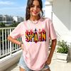 Spain Women Cotton T Shirt Landmark Culture Cartoon Fashion Travel Vacation Lounge Tees Patriotic T Shirt Cotton Short-sleeve